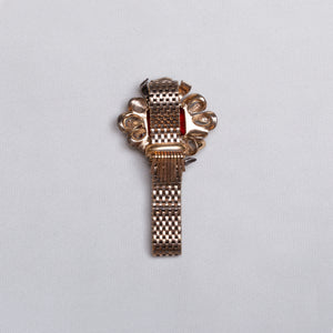 Vintage Kreisler Gold Chain Bracelet with Ruby-Coloured Rhinestone