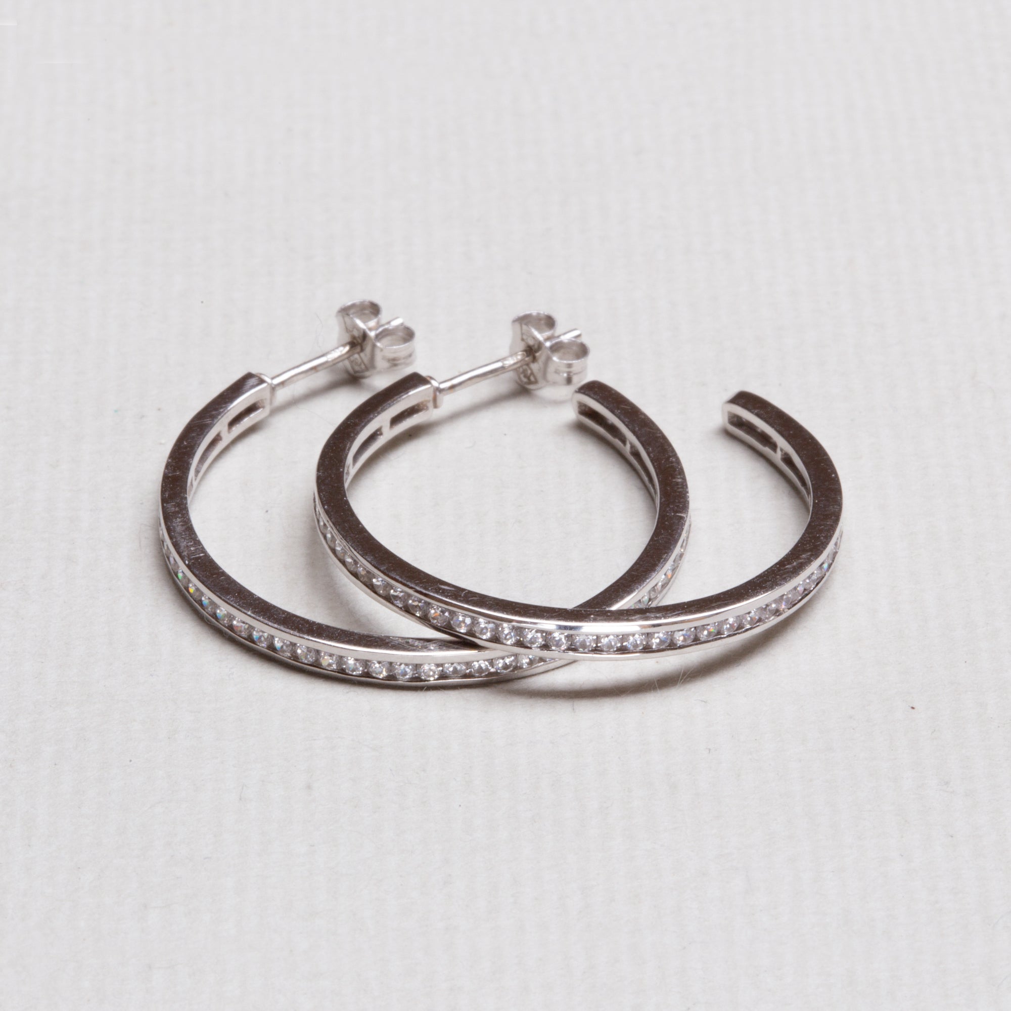 White Gold Hoops with Diamonds