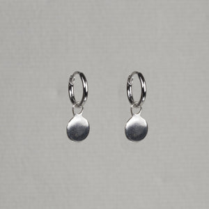 Charmed Hoop Earrings - Disc in sterling silver