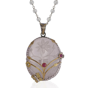 Crystal Ruby Diamond Butterfly Pendant Necklace