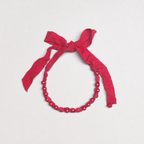 Vintage Lanvin Red Bead Ribbon Necklace and Bracelet Set