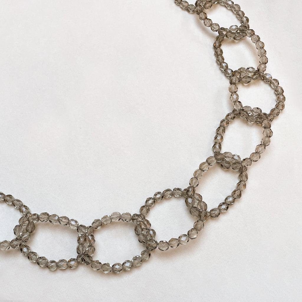 Vintage Murano Glass Necklace in Grey
