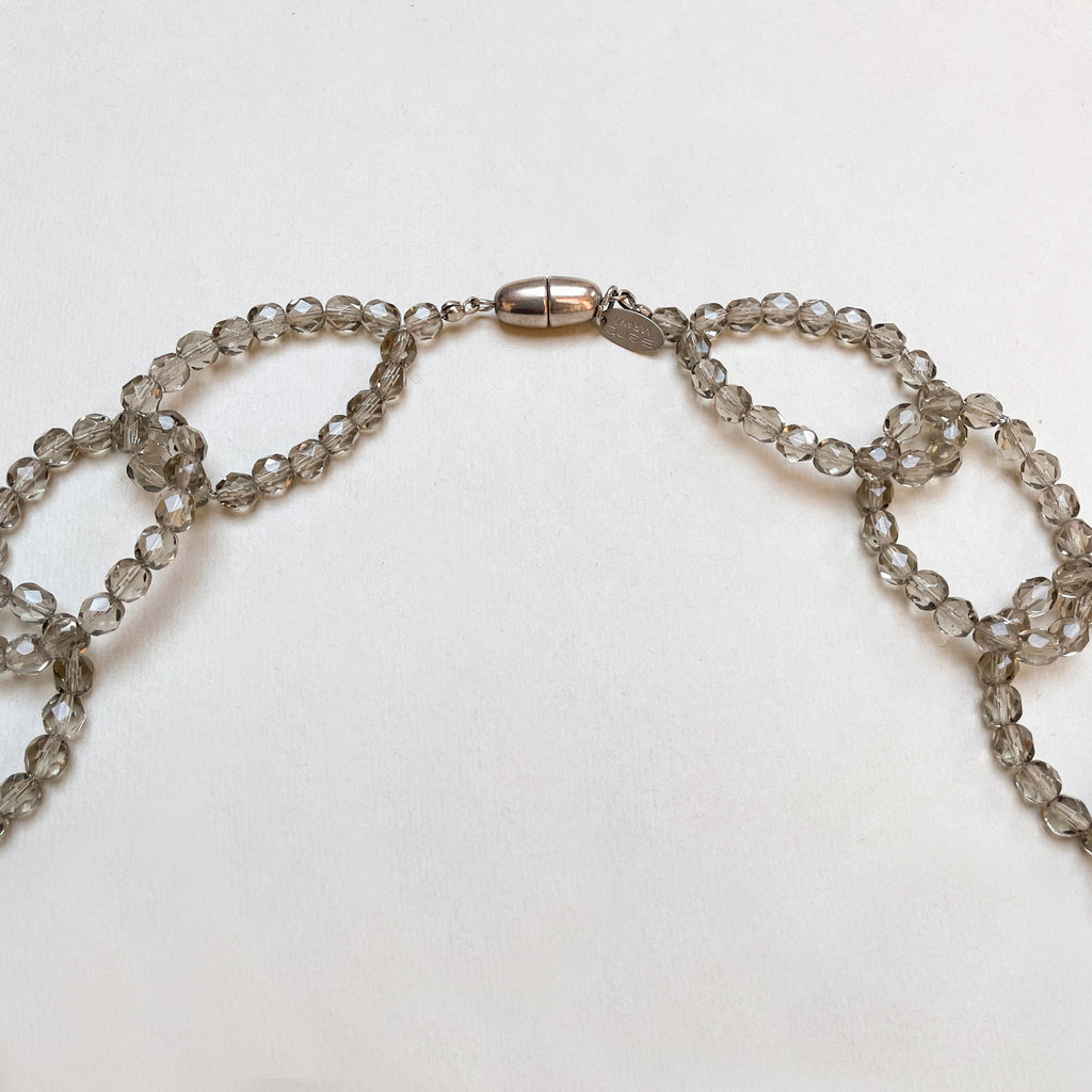 Vintage Murano Glass Necklace in Grey