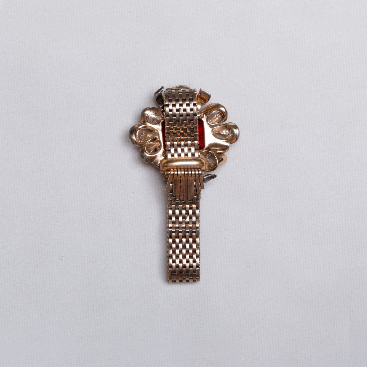 Vintage Kreisler Gold Chain Bracelet with Ruby-Coloured Rhinestone