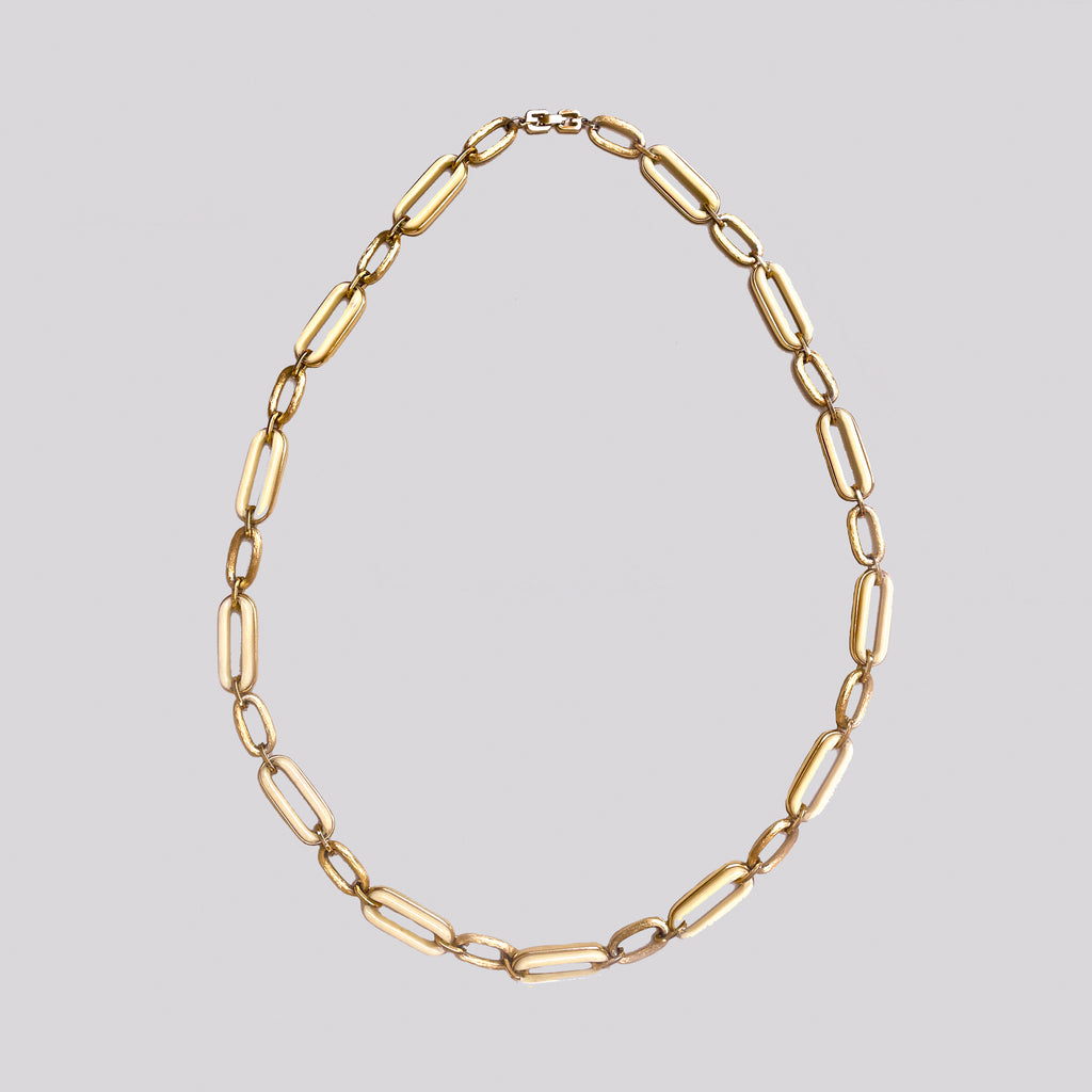Vintage Givenchy Gold Chain Necklace with White Enamel