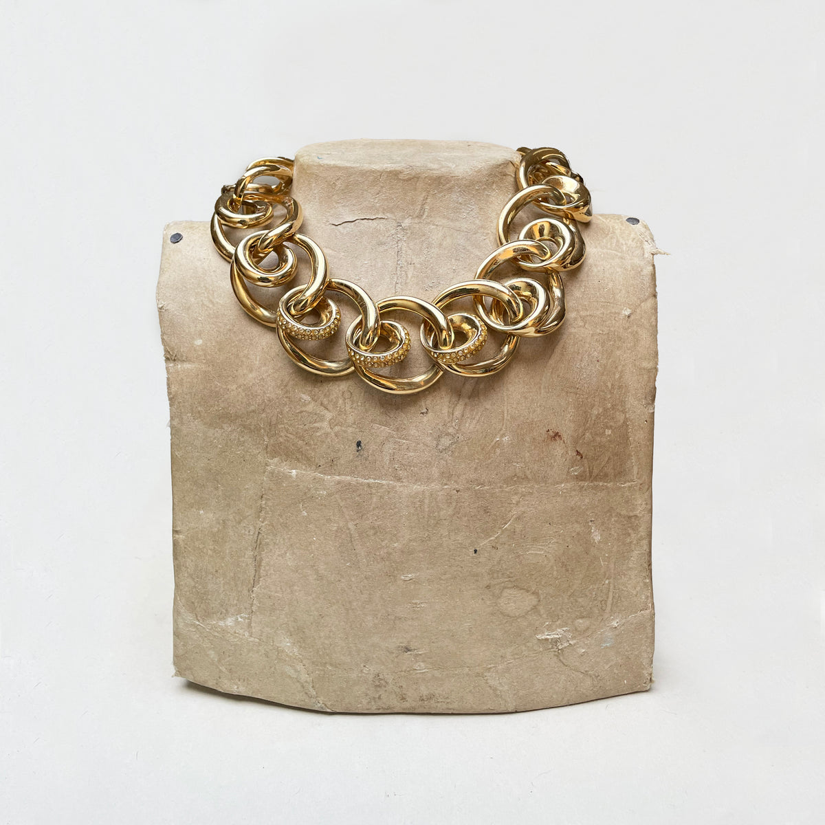 Vintage Givenchy Gold Chain Necklace with Rhinestones