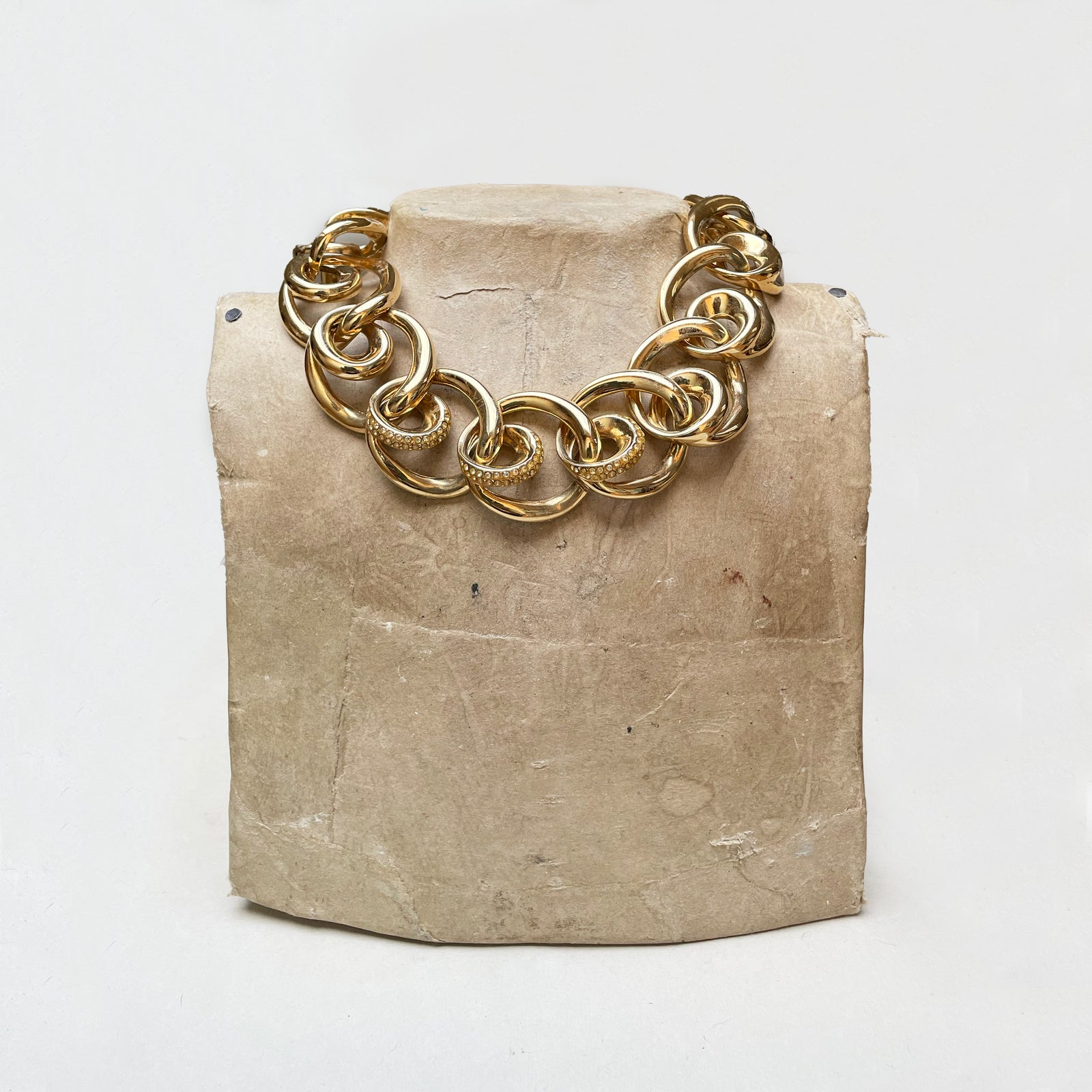 Vintage Givenchy Gold Chain Necklace with Rhinestones