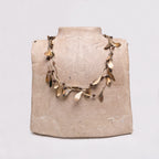 Vintage Monet Layered Brass Leaf Necklace with Brown Beads