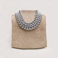 Vintage Double Strand Silver-tone Curb Link Chain Necklace
