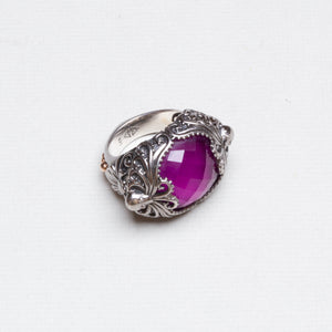 Vintage Sterling Silver Square Ring with Purple Quartz