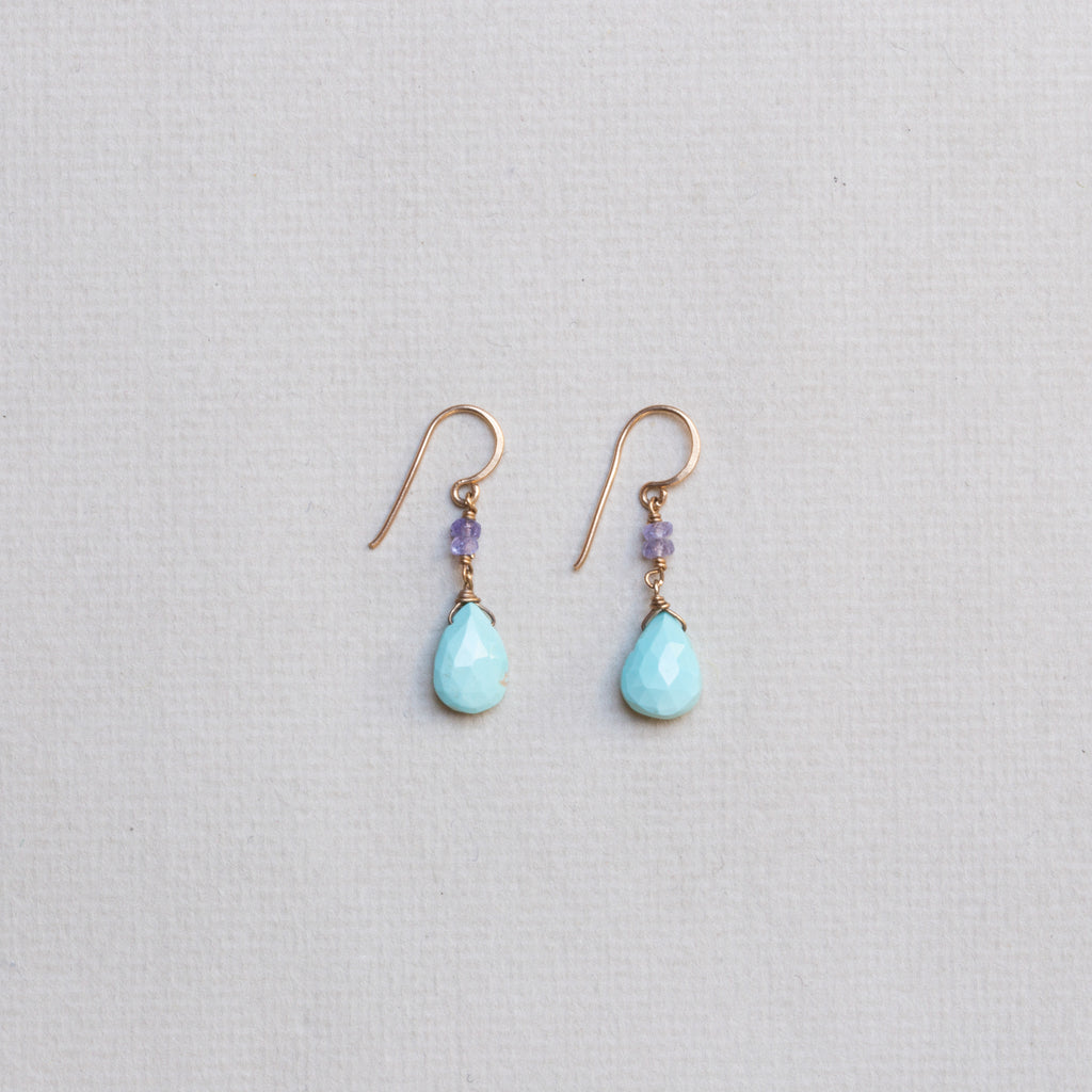 Tanzanite & Turquoise Drop Earrings