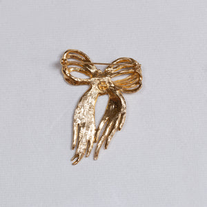 Vintage Napier Textured Gold Ribbon Bow Brooch