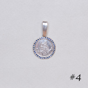 Vintage Silver St. Christopher Charm Pendant with Sapphires #4