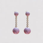 Vintage Pink Sapphire and Diamond Drop Earrings
