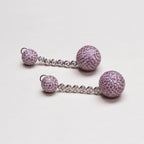 Vintage Pink Sapphire and Diamond Drop Earrings