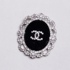 Vintage Chanel Velvet CC Pin Brooch Pendant