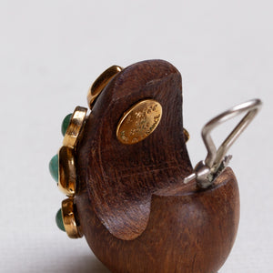 Vintage L'Oree du Bois 18ct Gold and Ebony Clip-on Earrings