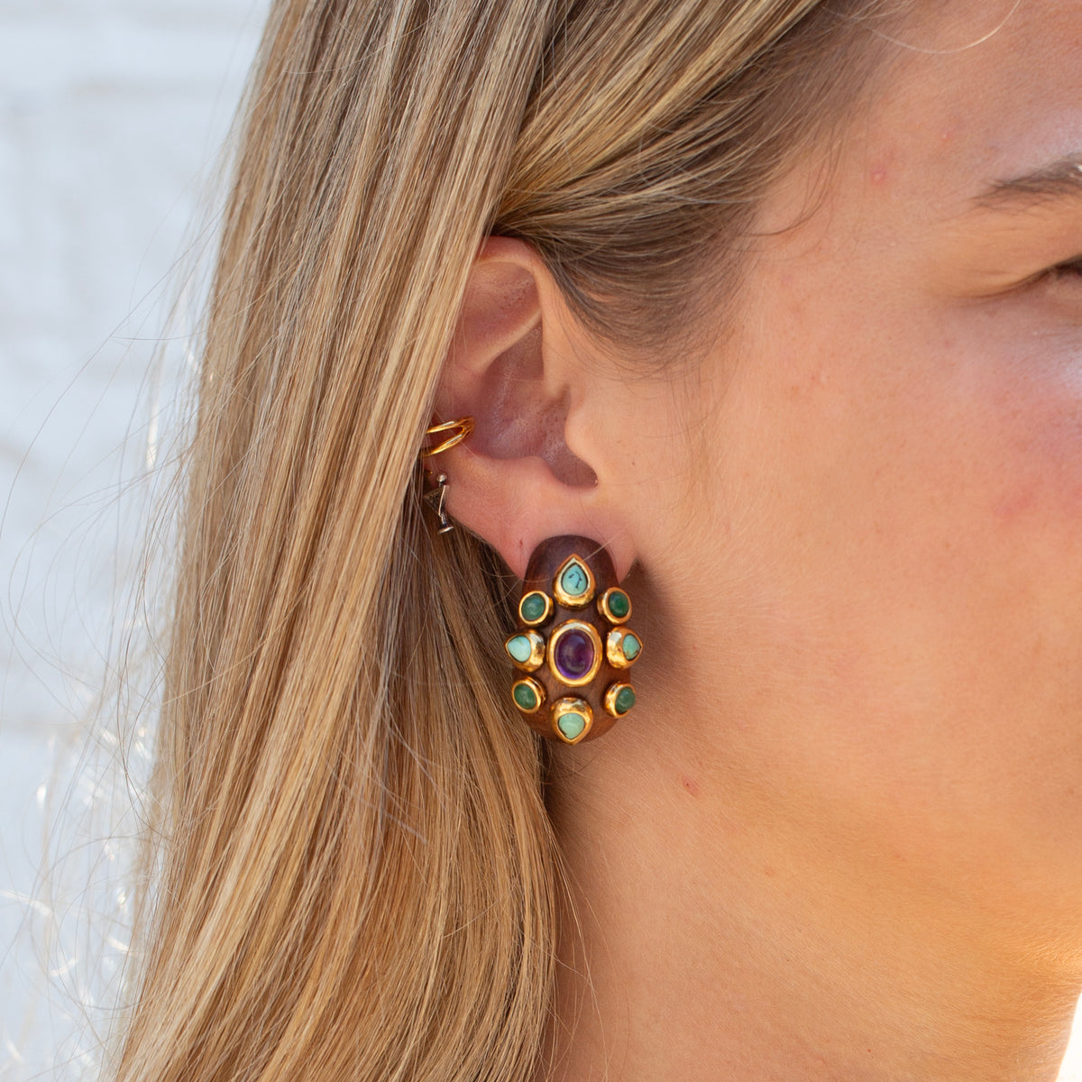Vintage L'Oree du Bois 18ct Gold and Ebony Clip-on Earrings