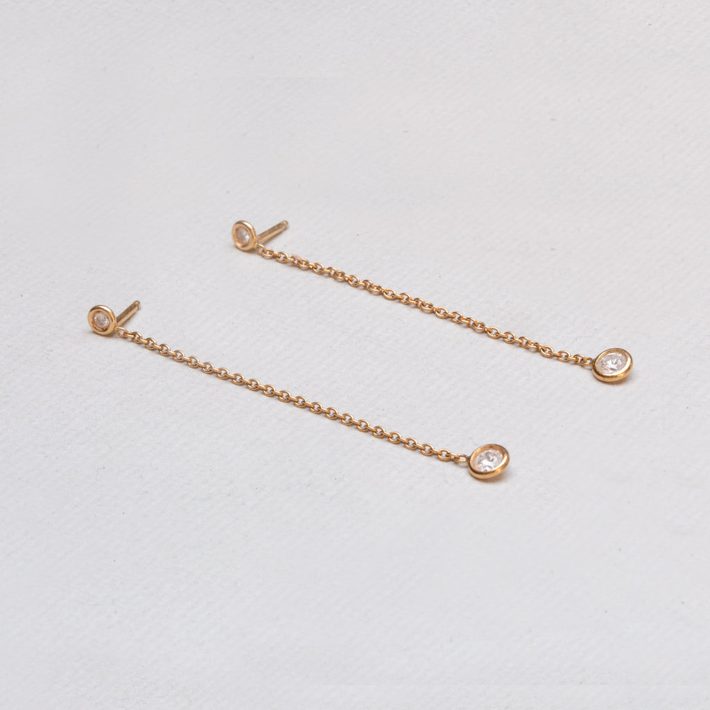 Vintage Dior 18ct Gold Drop Earrings with Diamonds