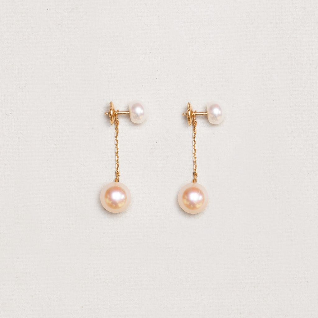 Vintage 18ct Gold Pearl Jacket Drop Earrings
