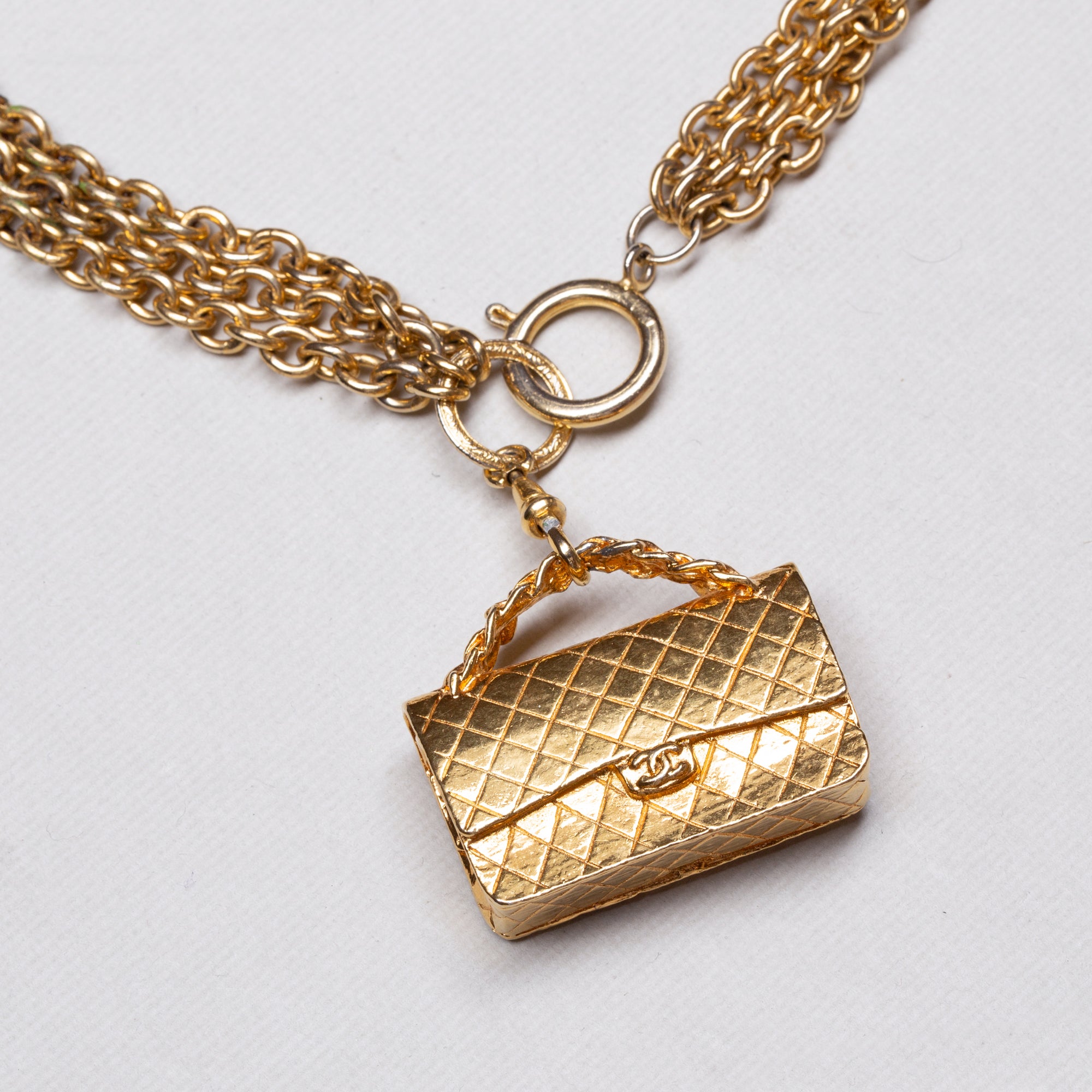 Vintage Chanel Gold Classic Flap Pendant Chain Necklace / Belt