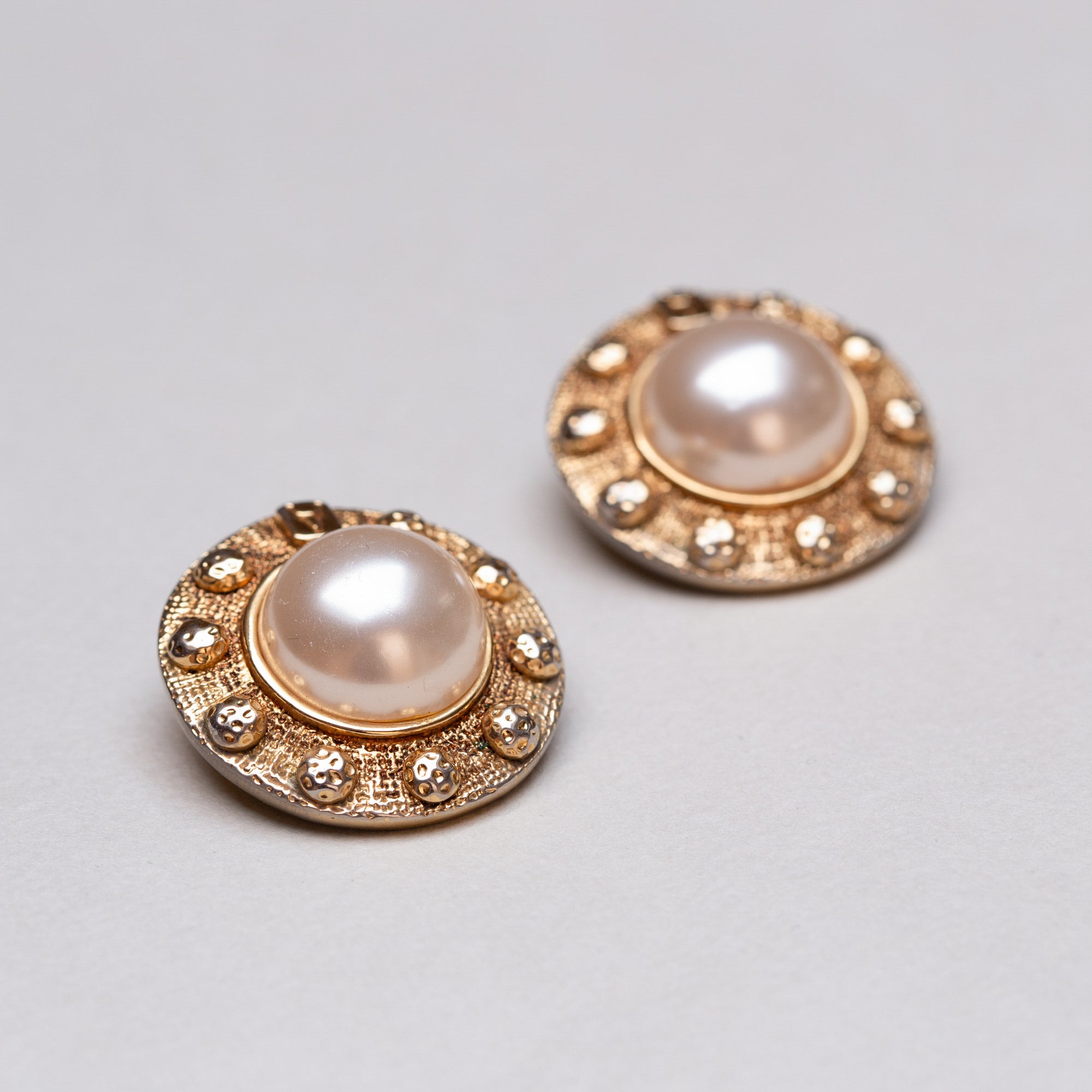 Vintage Alexandre de Paris Gold Clip-on Earrings with Pearl