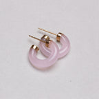 Vintage 14ct Gold Rose Quartz Hoop Earrings