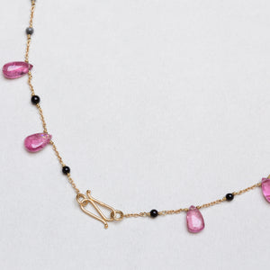 Vintage 18ct Gold Chain Necklace with Pink Quartz