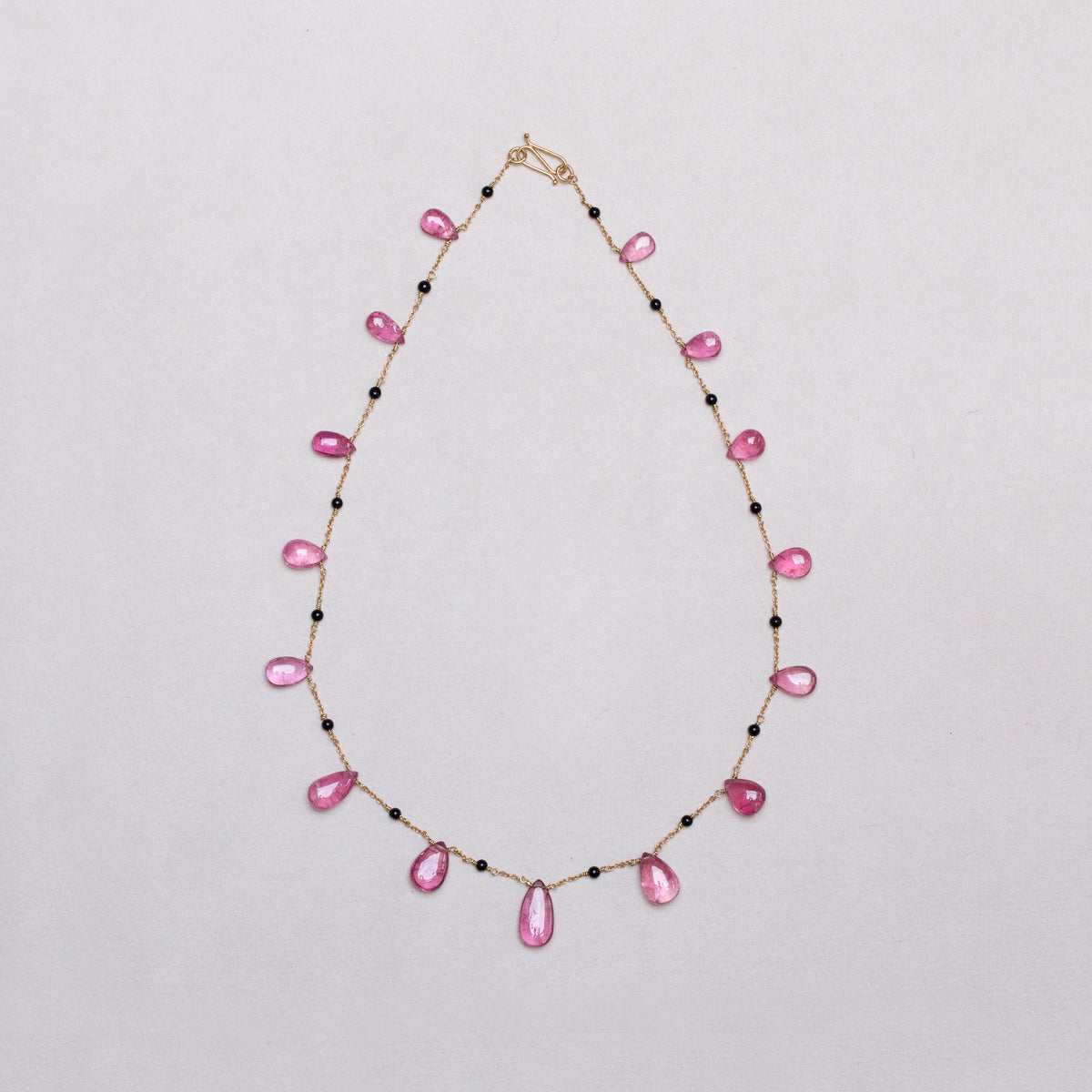 Vintage 18ct Gold Chain Necklace with Pink Quartz