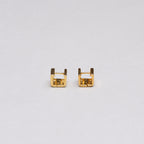 Gold Square Huggie Stud Earrings