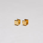 Gold Square Huggie Stud Earrings