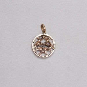 Vintage 9ct Gold Gemini Pendant Charm with Black Diamonds