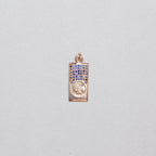 Vintage Rectangle 9ct Gold St. Christopher Charm Pendant with Sapphires