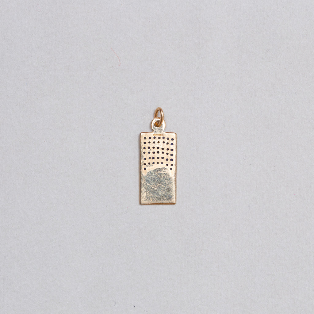 Vintage Rectangle 9ct Gold St. Christopher Charm Pendant with Sapphires