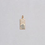 Vintage Rectangle 9ct Gold St. Christopher Charm Pendant with Sapphires
