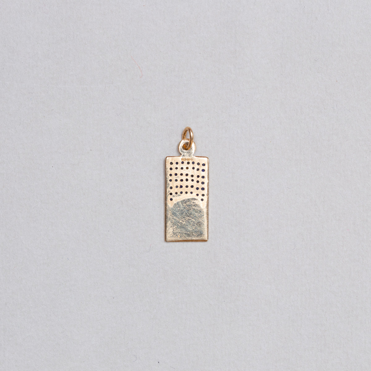 Vintage Rectangle 9ct Gold St. Christopher Charm Pendant with Sapphires