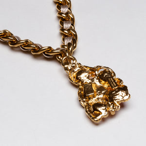Vintage Gold Chain Necklace with Pink Stones