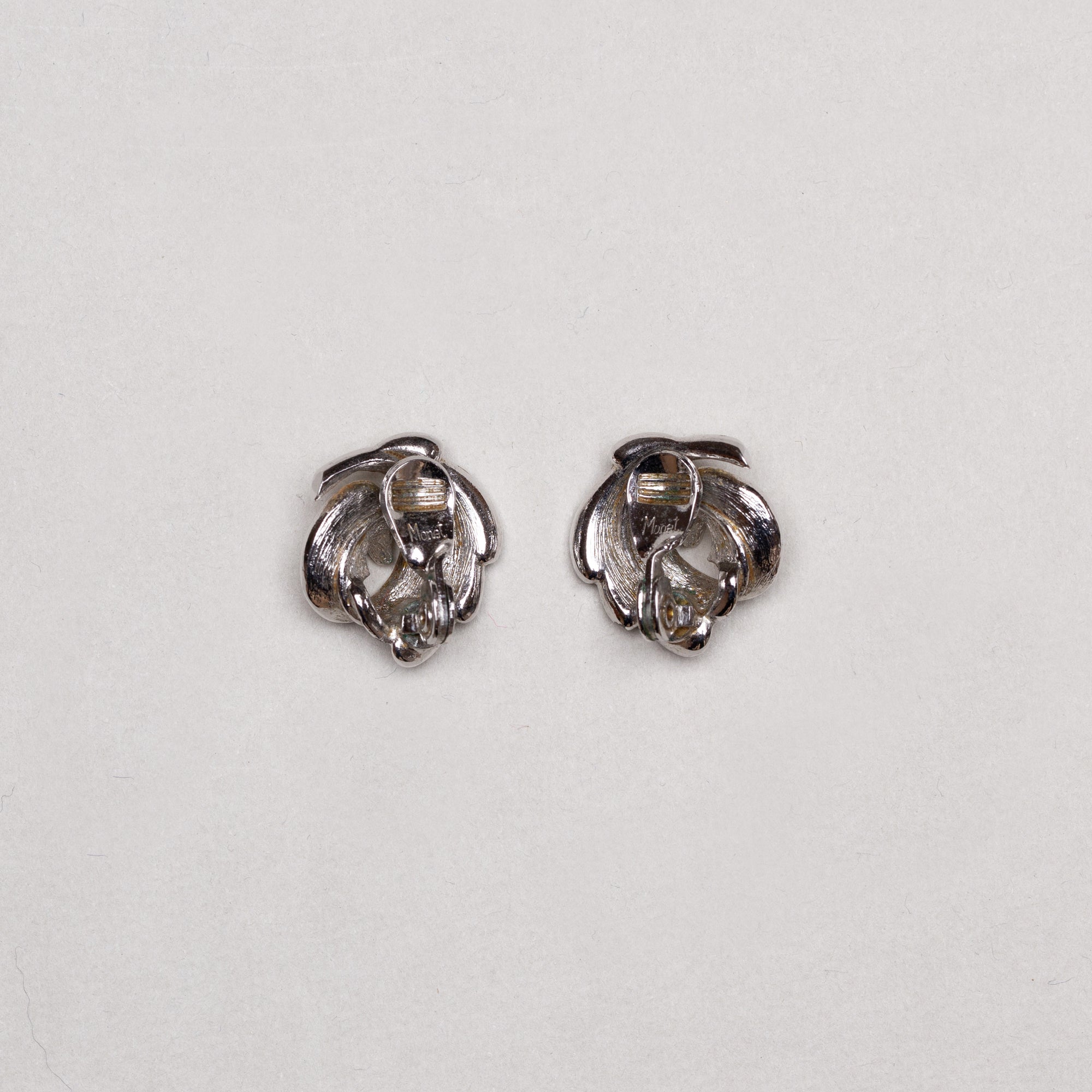 Vintage Silver Rose Clip-on Earrings