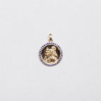 18ct Gold St. Christopher Pendant Charm with Blue Sapphire