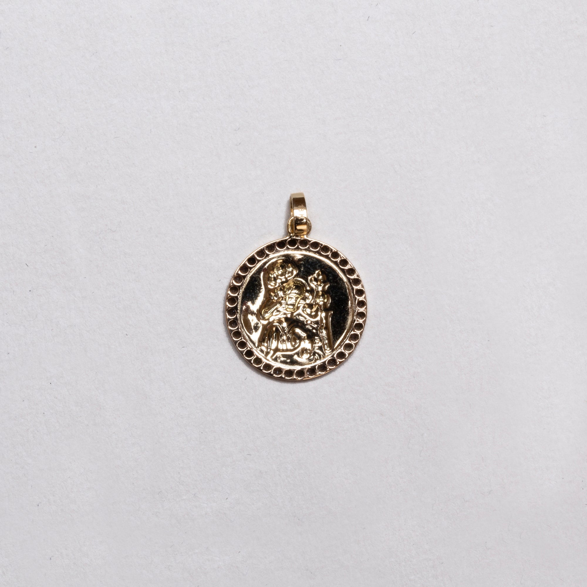18ct Gold St. Christopher Pendant Charm with Black Diamonds
