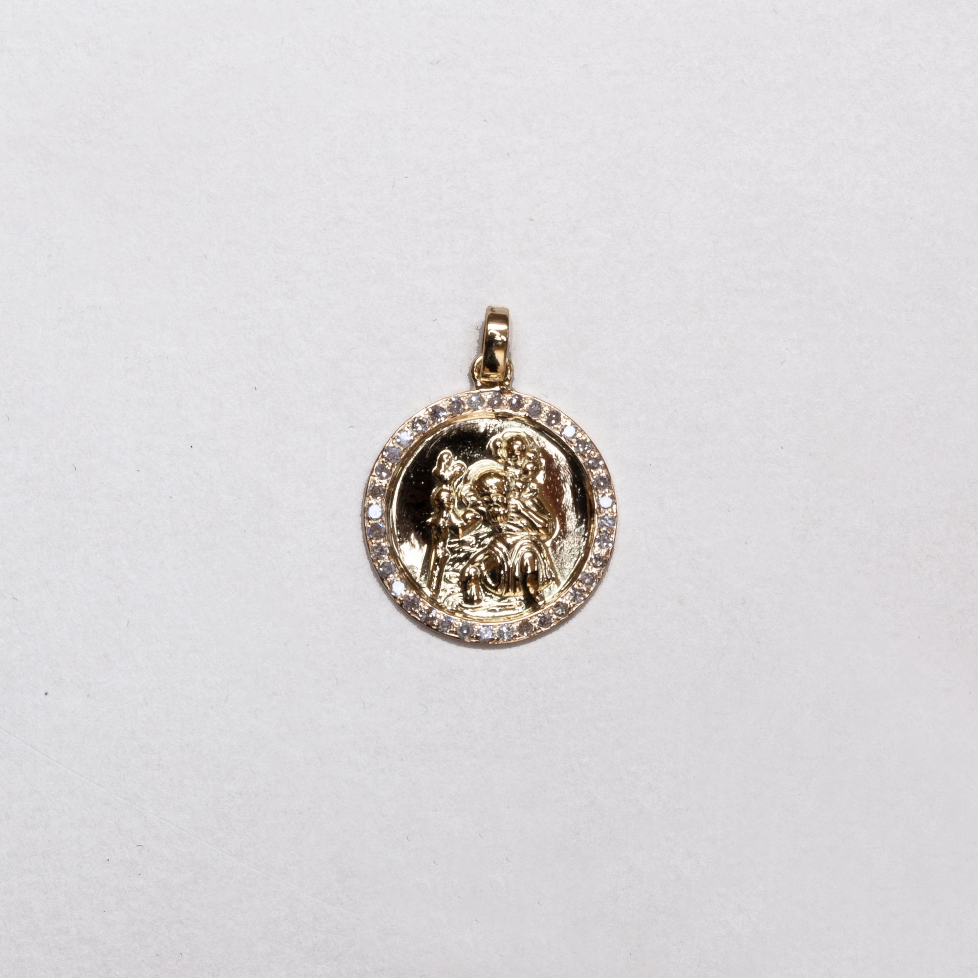 18ct Gold St. Christopher Pendant Charm with Diamonds