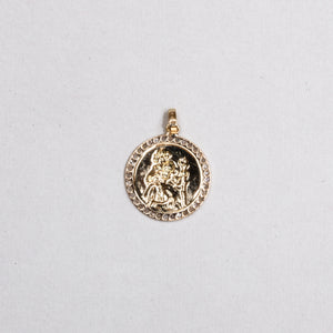 18ct Gold St. Christopher Pendant Charm with Diamonds