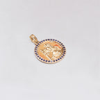 18ct Gold St. Christopher Pendant Charm with Blue Sapphire