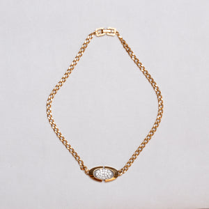 Vintage Givenchy Gold Choker Necklace with Rhinestones