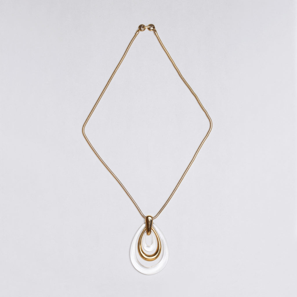 Vintage Trifari Gold Snake Chain Necklace with 'Teardrop' Pendant