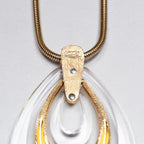 Vintage Trifari Gold Snake Chain Necklace with 'Teardrop' Pendant