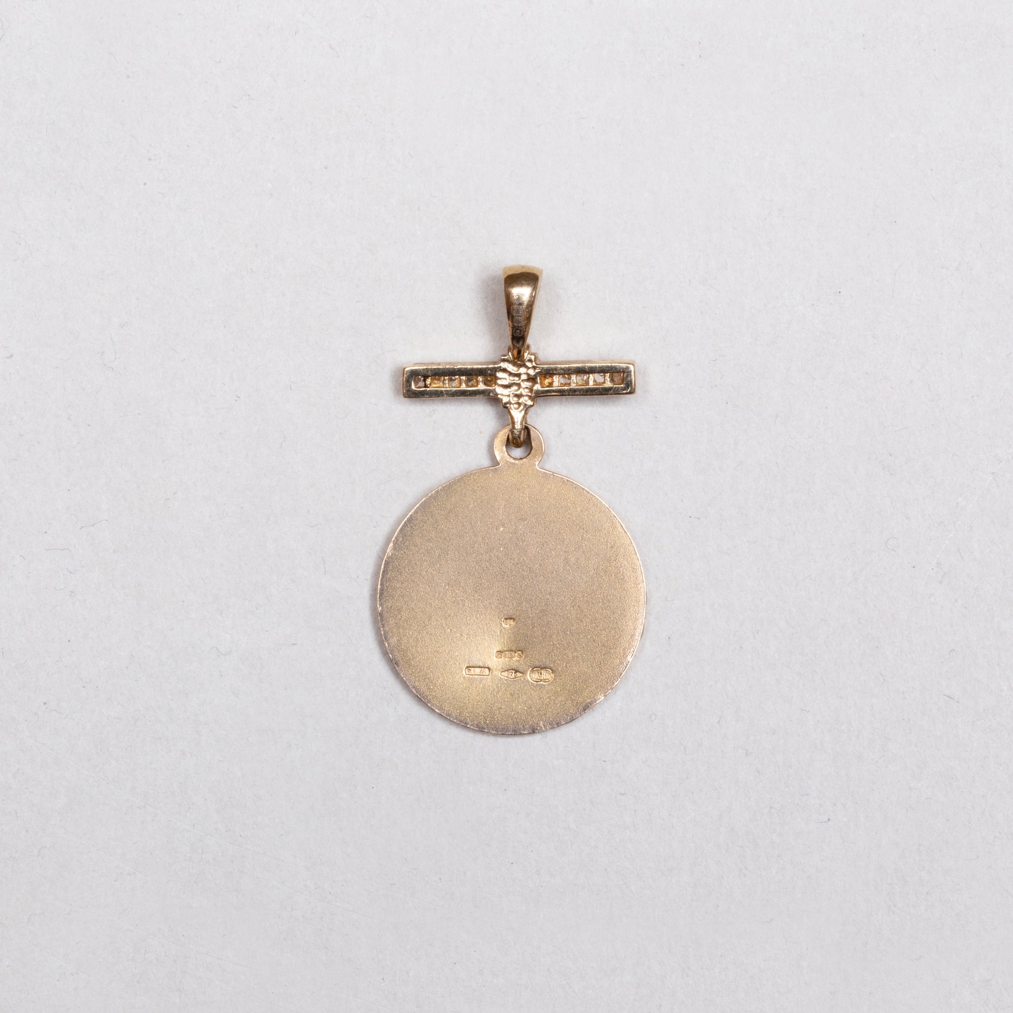 Rare Vintage 9ct Gold St. Christopher Pendant Charm with Diamond Cross