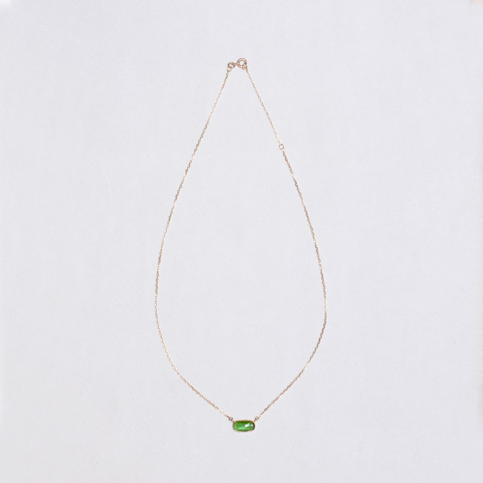 Gold Chain Necklace with Green Tourmaline