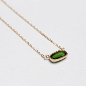 Gold Chain Necklace with Green Tourmaline