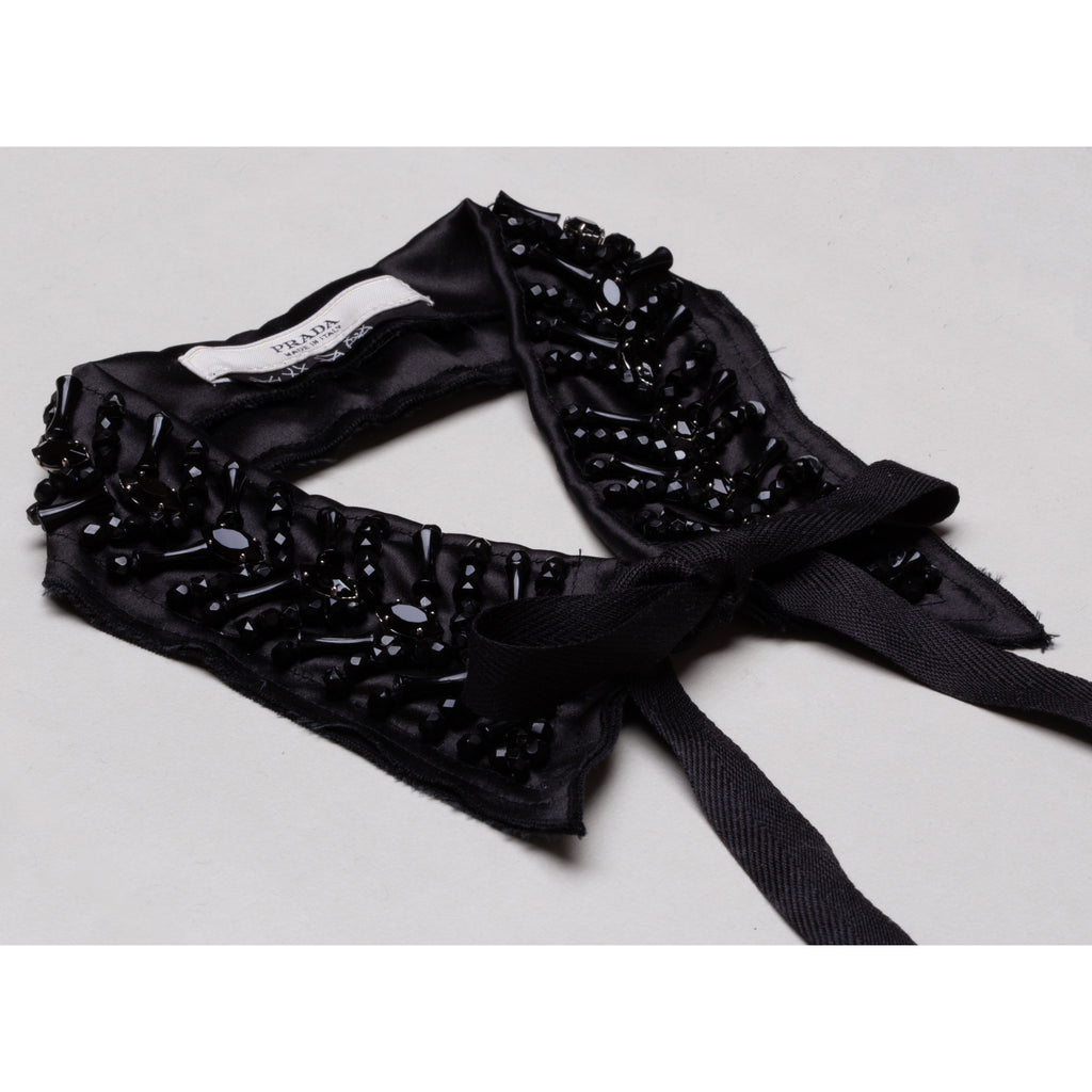 Vintage Prada Black Beaded Collar